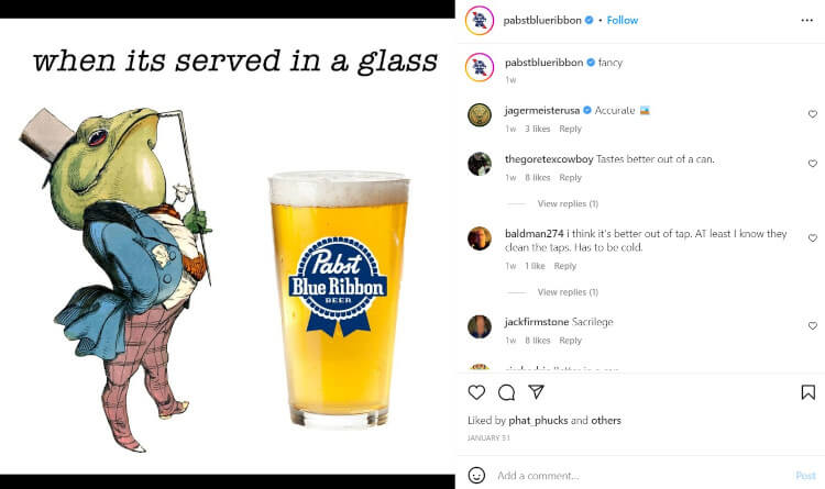 Pabst social media content example